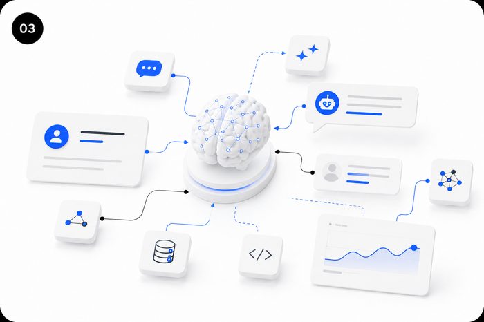 Illustration — 03 Assistant IA / chatbot client